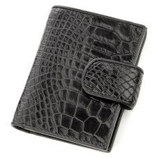 Візитниця мужсккая CROCODILE LEATHER 18576 з натуральної шкіри крокодила Чорна