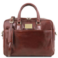 Кожаный портфель для ноутбука с передним карманом Tuscany Leather Urbino TL141241 (Коричневый)