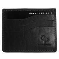 Кардхолдер Grande Pelle 305610 100х80мм глянцевая черная кожа