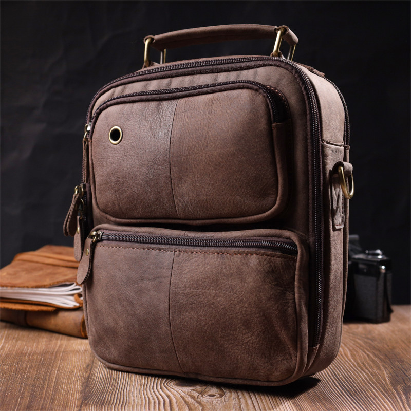 Cумка мужская из мягкой кожи Vintage 22250 Коричневая