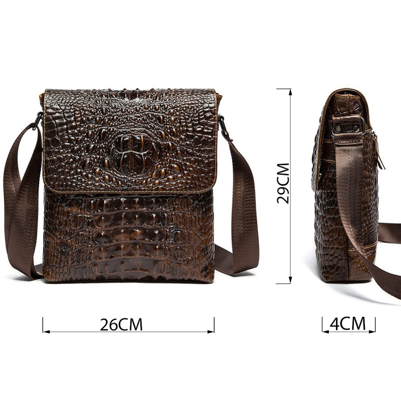 Cумка мужская с тиснением под крокодила Vintage 14698 Коричневая
