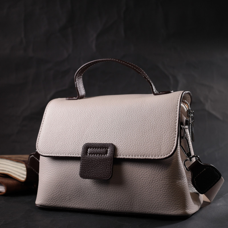 Елегантна сумка сетчел для жінок з натуральної шкіри Vintage 22290 Біла