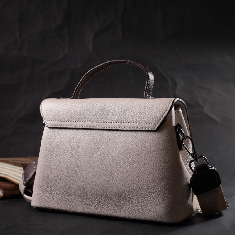 Елегантна сумка сетчел для жінок з натуральної шкіри Vintage 22290 Біла