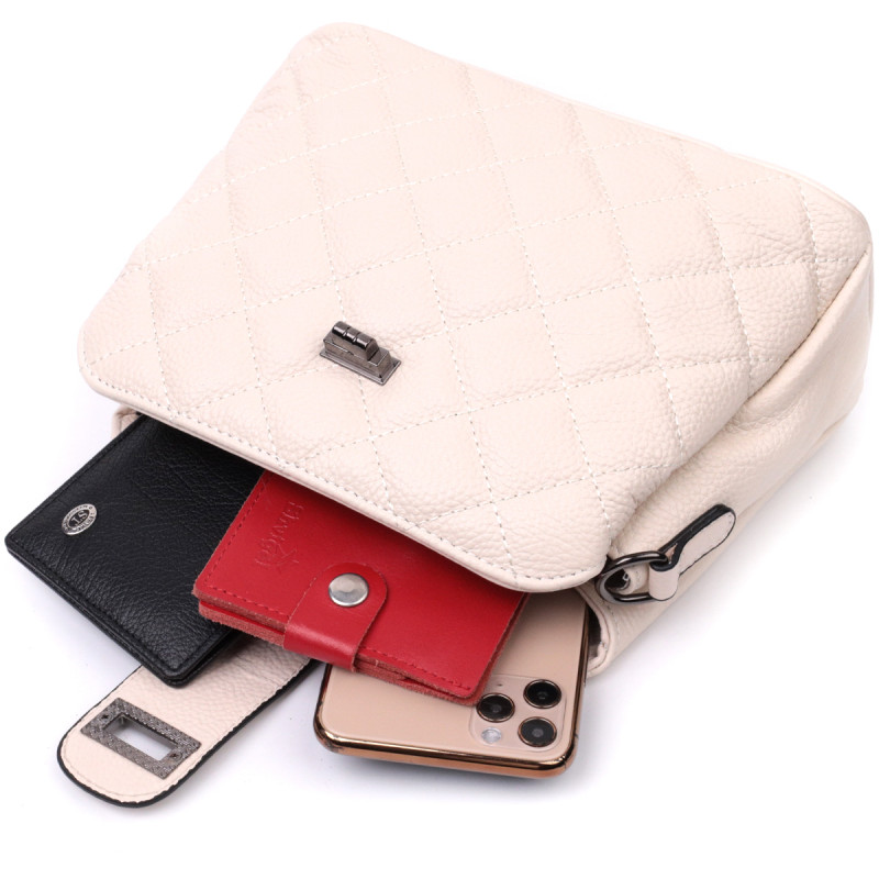 Изысканная сумка для стильных женщин из натуральной кожи Vintage 22414 Белая