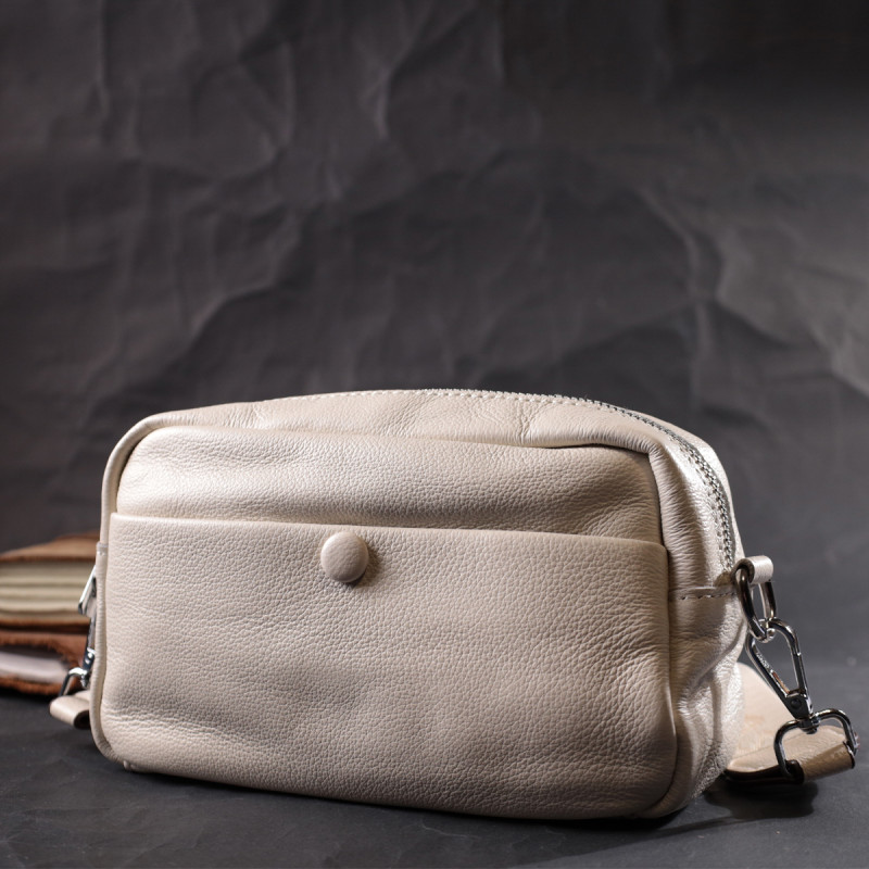 Якісна сумка для жінок з натуральної м'якої шкіри Vintage 22438 Біла