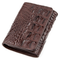 Кошелек женский CROCODILE LEATHER 18288 из натуральной кожи крокодила Коричневый