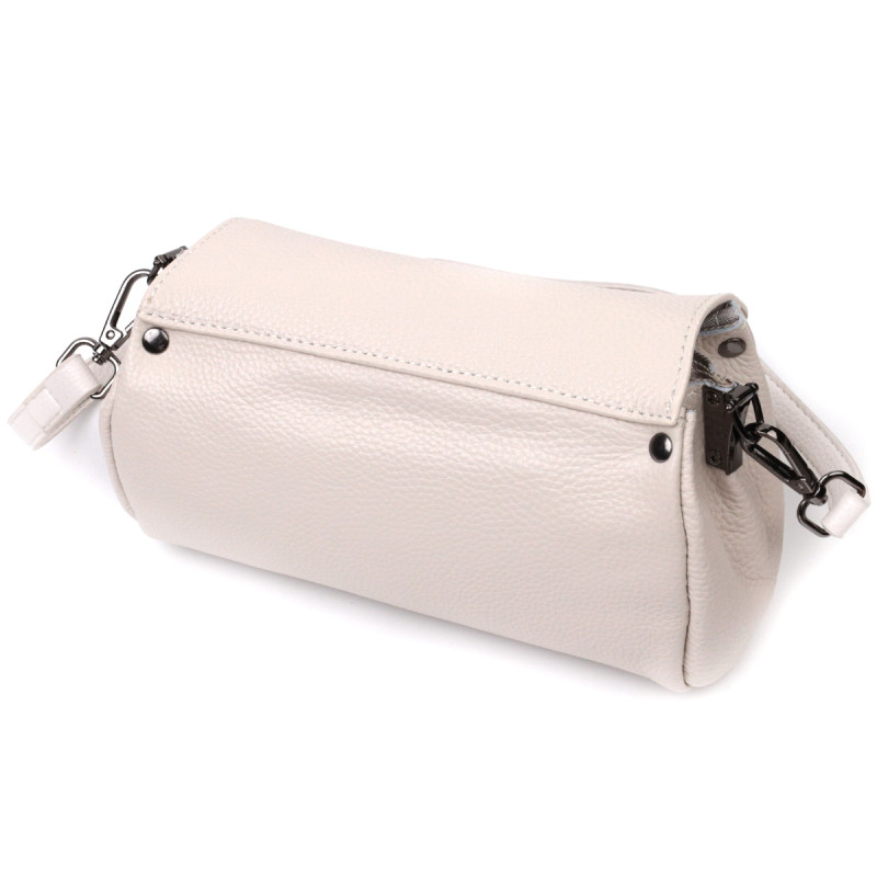 Шкіряна сумка з трикутним клапаном Vintage 22255 Біла