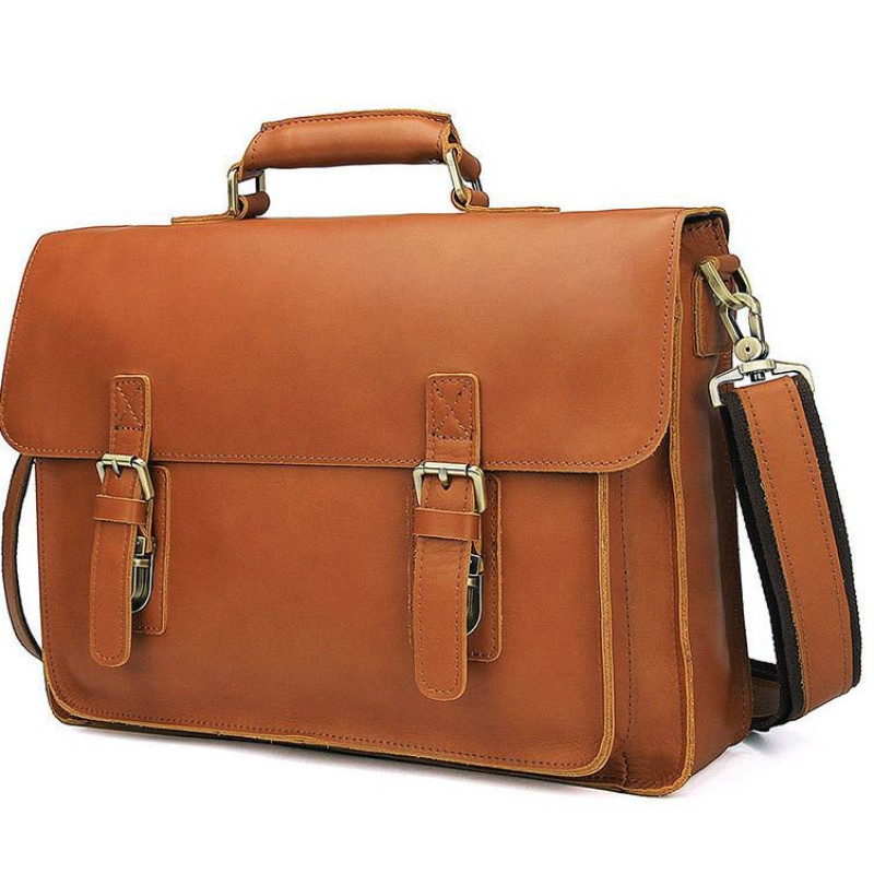 Шкіряний портфель матовий Vintage 14937 Рудий