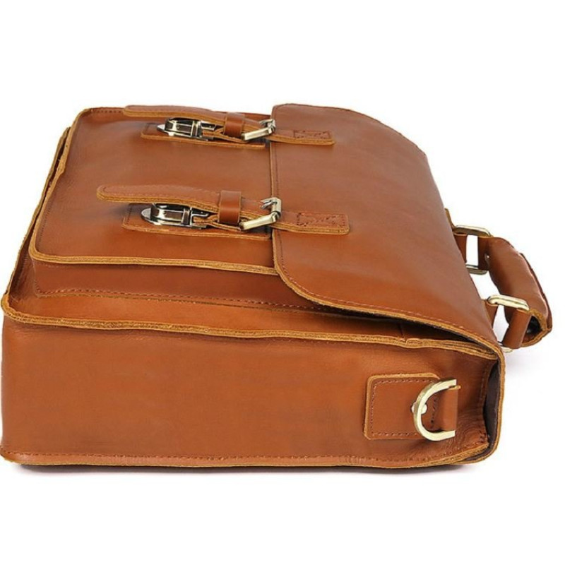 Шкіряний портфель матовий Vintage 14937 Рудий