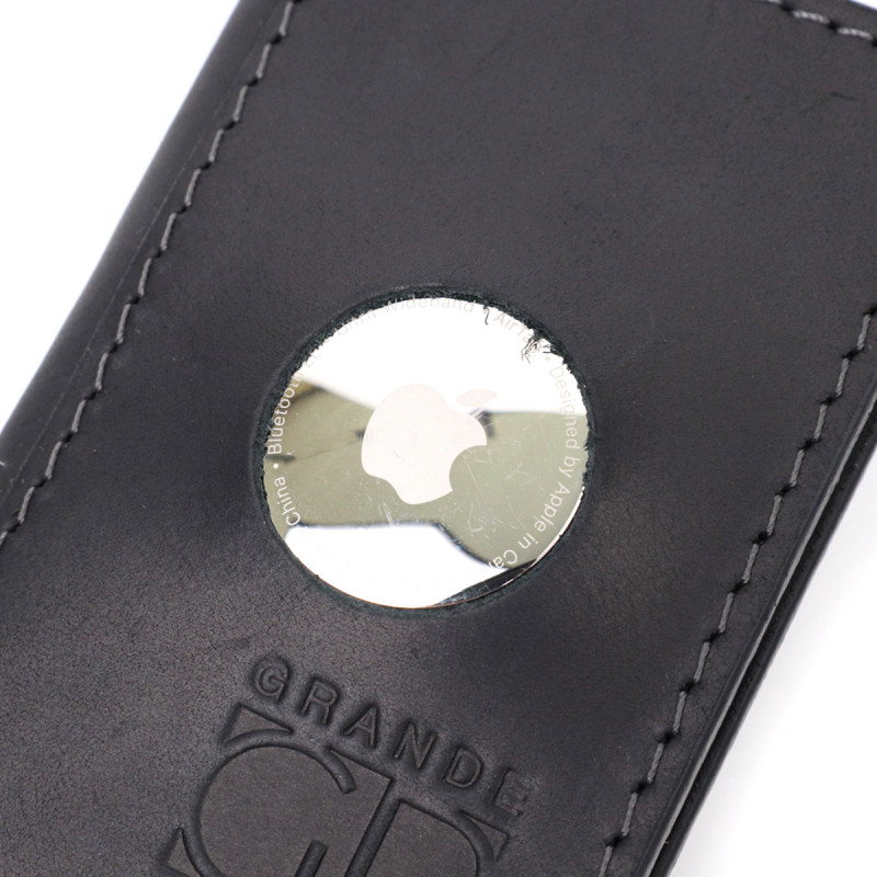 Надійний картхолдер з утримувачем для Apple AirTag з натуральної шкіри GRANDE PELLE 11605 Чорний