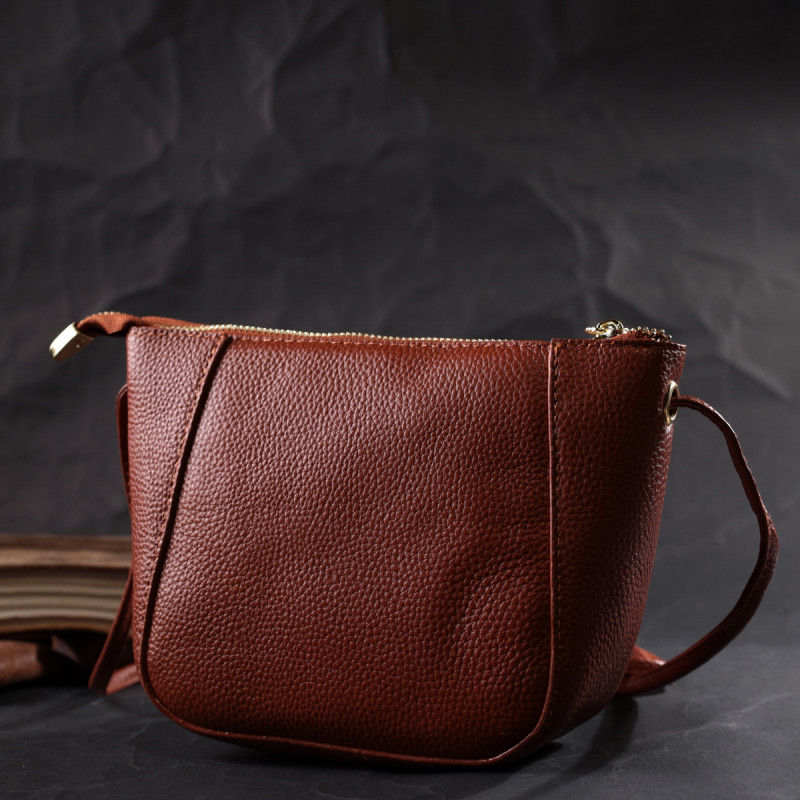 Невелика сумка жіноча через плече з натуральної шкіри Vintage 22300 Коричнева