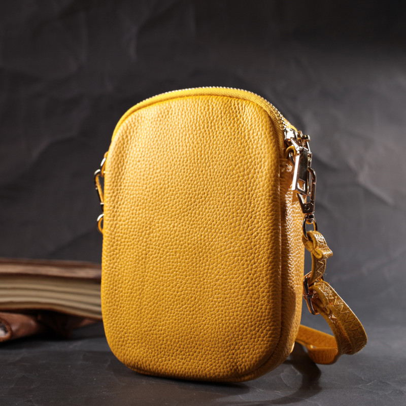 Оригінальна сумка для жінок з м'якої натуральної шкіри Vintage 22342 Жовтий