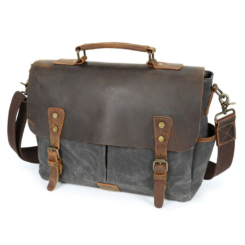 Портфель текстильний Vintage 20063 Сірий