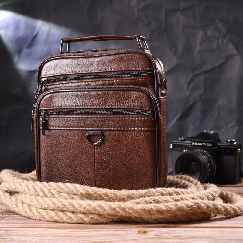 Чудова чоловіча сумка з натуральної шкіри 21279 Vintage Коричнева