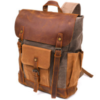 Рюкзак з боковими кишенями canvas Vintage 20112 Світло-сірий