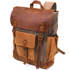 Рюкзак з боковими кишенями canvas Vintage 20112 Світло-сірий