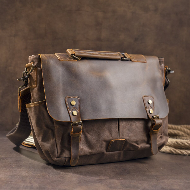 Солідний портфель на плече Vintage 20119 Коричневий