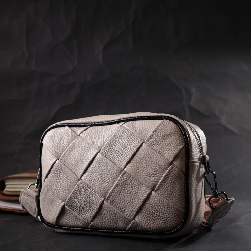 Стильна жіноча сумка з палітуркою з натуральної шкіри Vintage 22407 Біла