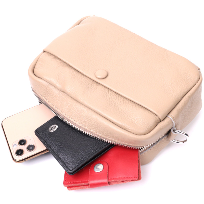 Сумка для жінок з натуральної м'якої шкіри Vintage 22437 Бежева