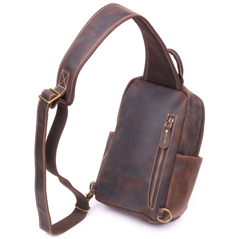 Сумка чоловіча через плече з натуральної vintage шкіри 21285 Vintage Коричнева