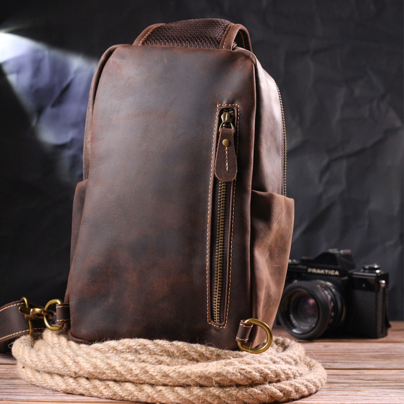 Сумка чоловіча через плече з натуральної vintage шкіри 21285 Vintage Коричнева
