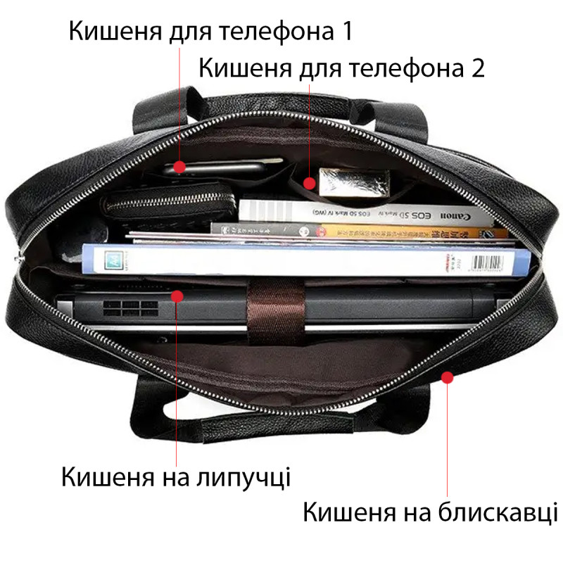 Сумка чоловіча Vintage 14678 для ноутбука Чорна