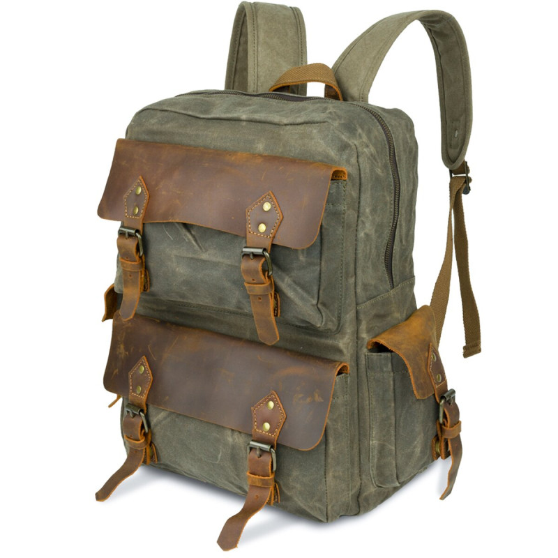 Туристический рюкзак canvas Vintage 20107 Болотный