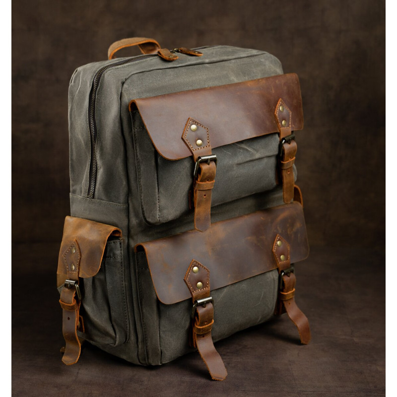 Туристический рюкзак canvas Vintage 20107 Болотный