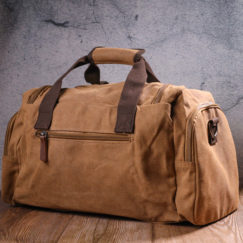 Зручна дорожня сумка із щільного текстилю 21239 Vintage Коричнева