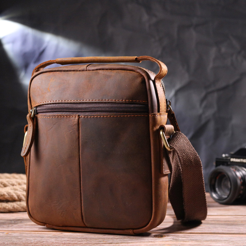 Вінтажна чоловіча сумка з натуральної шкіри 21293 Vintage Коричнева