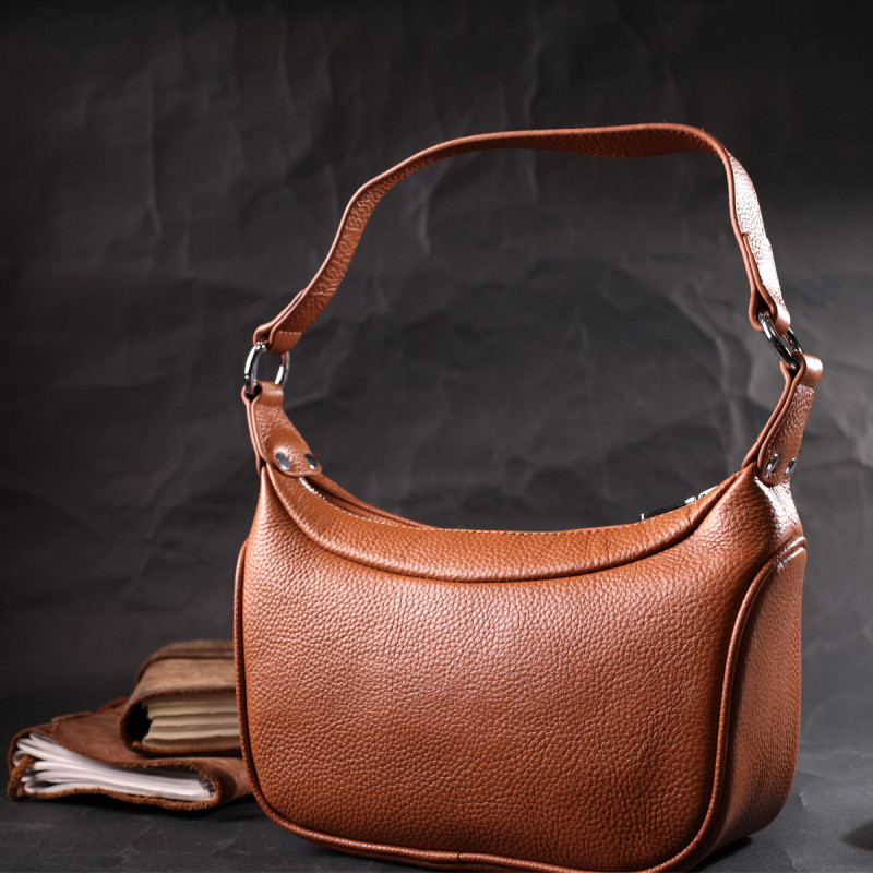 Женская сумка полукруглого формата с одной ручкой из натуральной кожи Vintage 22413 Коричневая
