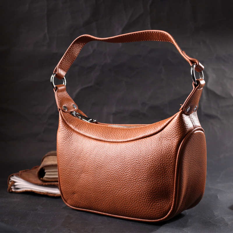 Женская сумка полукруглого формата с одной ручкой из натуральной кожи Vintage 22413 Коричневая