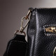 Женская сумка с металлическим украшением посередине из натуральной кожи Vintage 22607 Черная