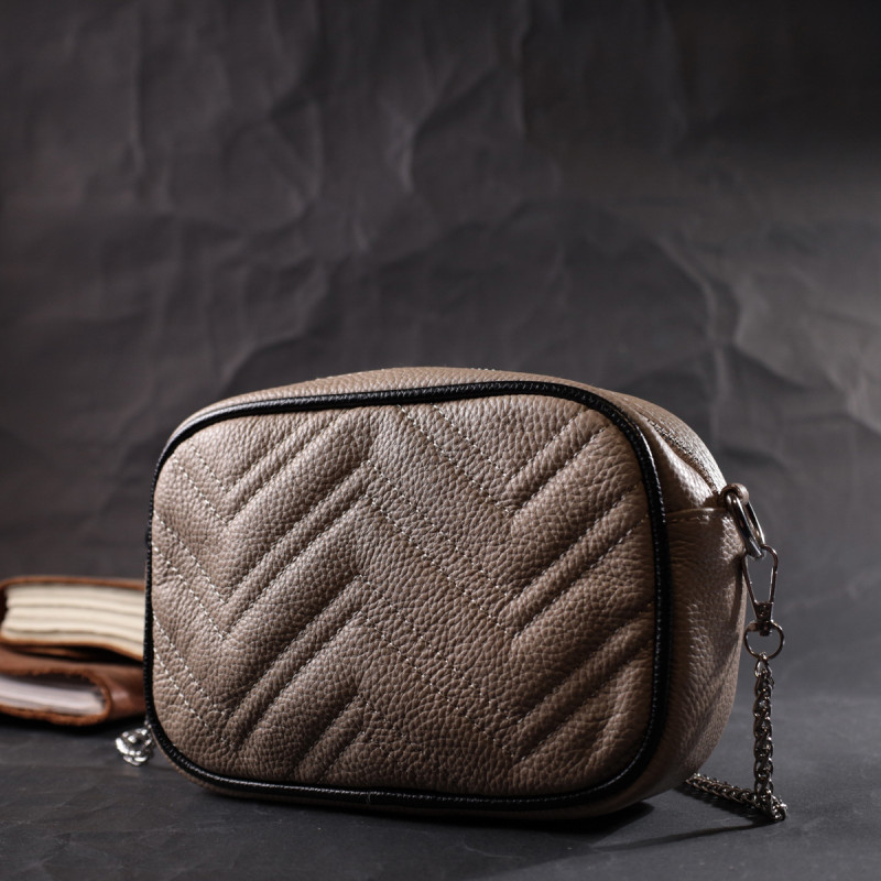 Жіноча вечірня сумка на ланцюжці з натуральної шкіри Vintage 22381 Бежева